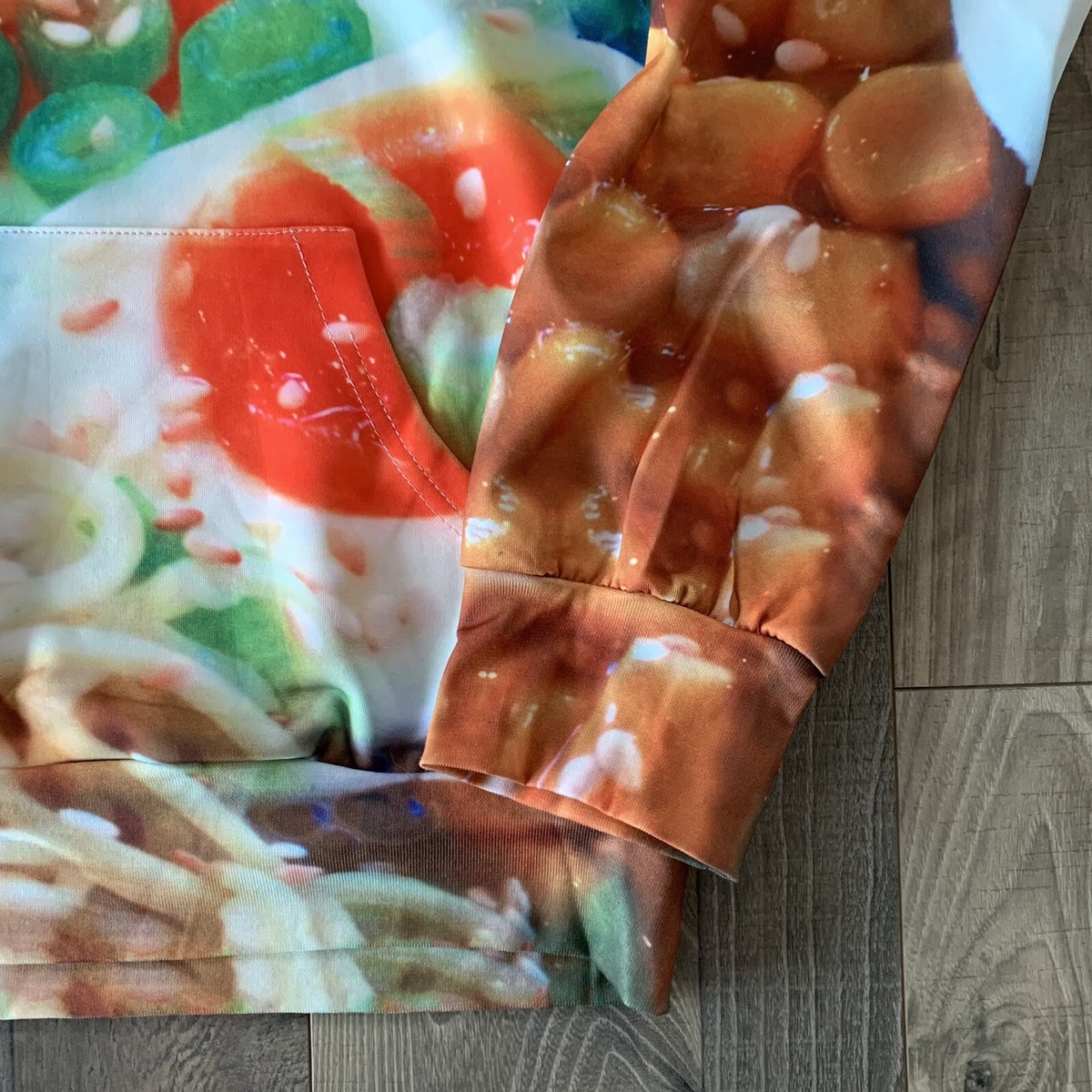 NWT Pizoff Ramen Chicken Noodle Soup Hoodie Size Large Kangaroo Pocket