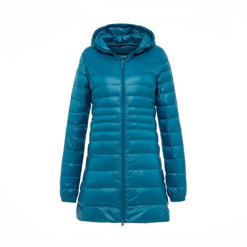 Women's Jacket 90% Duck Down Jacket Coat Ultralight Overcoat Long Hooded Puffer - Picture 24 of 31