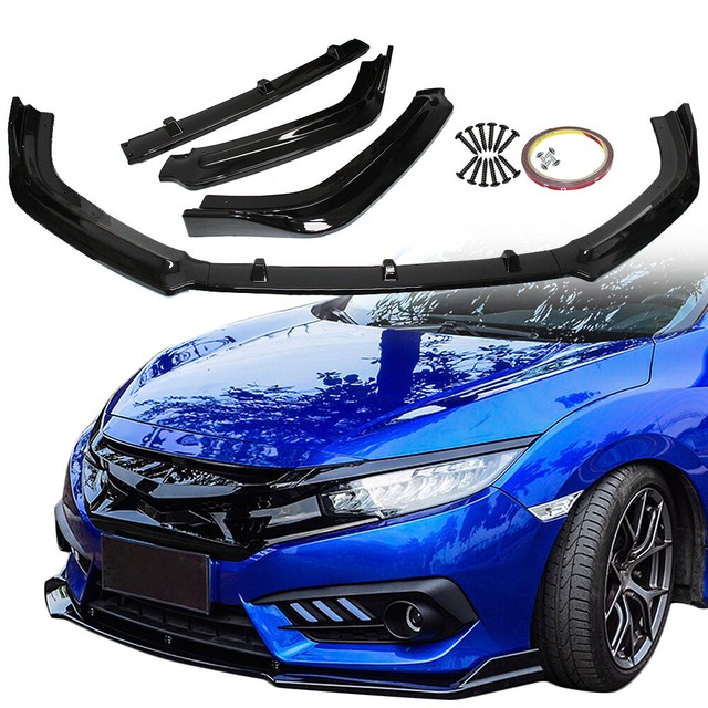 For 20162018 Honda Civic Front Bumper Body Kit Spoiler Lip Glossy