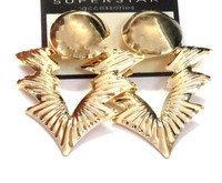 Clip-on Earrings Shiny Geometric Gold Or Silver Tone Earrings 1.5 W And 2 In L Clip-on Earrings Shiny Geometric Gold Or Silver Tone Earrings 1.5 W And 2 In L