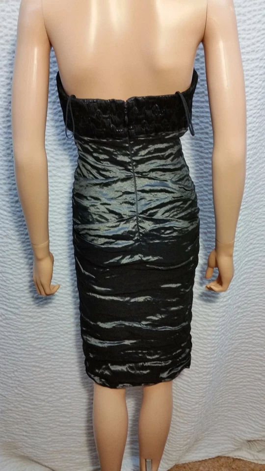 NEW Women Nicole Miller Black Metallic Crinkle Gown Ball Prom Cocktail Dress 8 - Image 3 of 4