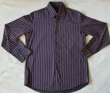 Hugo Boss Mens Shirt Size 16 34/35 Long Sleeve Black striped 