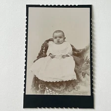 Antique Cabinet Card Photograph Adorable Sweet Bright Eyed Baby Child Boy Girl
