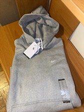Nike Solo Swoosh Fleece Hoodie Mens Large Grey Sportswear Pullover DX1355-063