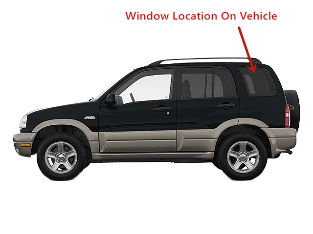 Fits Tracker Vitara Grand Vitara 4Dr Driver Left Side Quarter Glass Window Priv. - Image 3 of 4