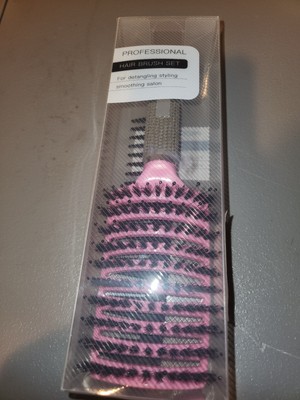 2 Pic Professional Boar Bristle Hair Brush Set Pink In Color
