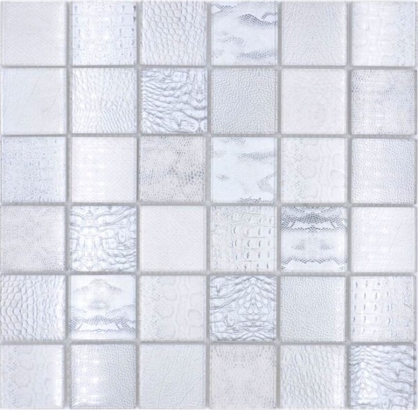 Glasmosaik Mosaikfliese Afrika Weiß Struktur KüChenrüCkwand Fliesenspiegel Mo ..-image