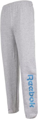 Reebok Men's Linear Elastic Hem Super Soft Pants Grey Heather/Blue/XL