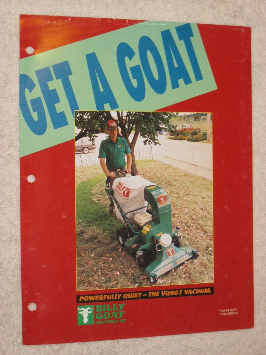 1980s BILLY GOAT VQ801 OUTDOOR VACUUM CLEANER SPEC SHEET BROCHURE