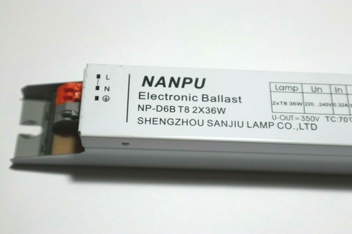 2x36W T8 Electronic Ballast Fluorescent Lamp NANPU NP-D6B 240v - Picture 2 of 4