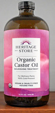Heritage Store Organic Castor Oil 32 FL OZ 946 ml Nourishing Treatment Glass