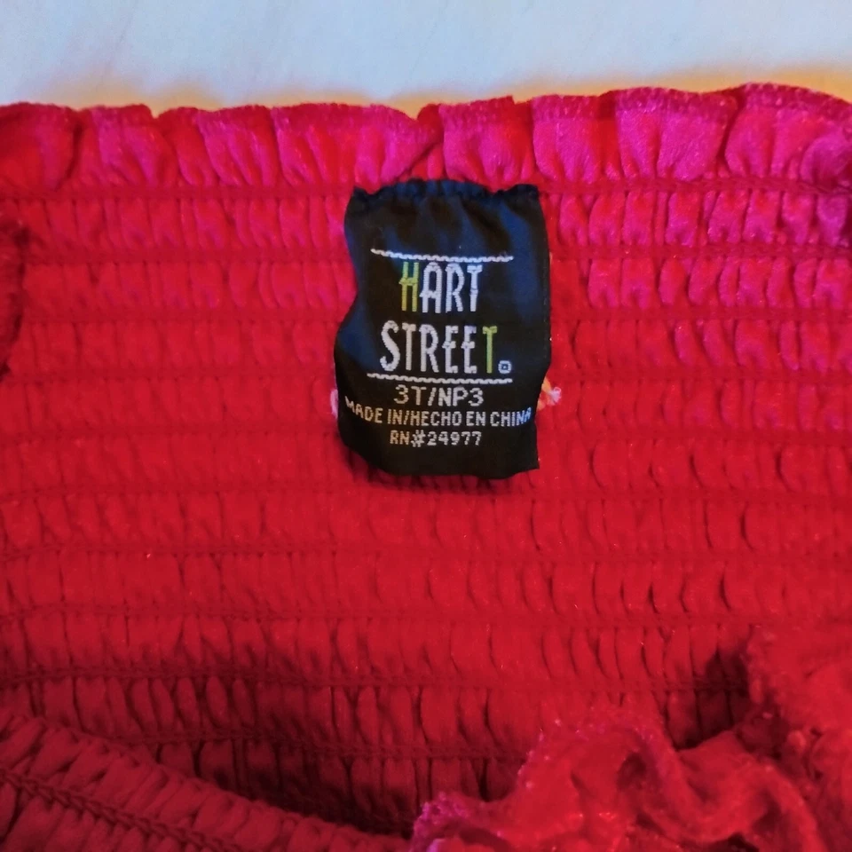 Vestido Hart Street Niños Pequeños Rojo Terciopelo Poliéster Total Comfort 3T Top Calado Foto 3 de 4