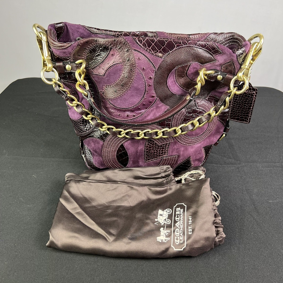 バッグ Coach Suede Accessory Pouch Bag Purple Coach Suede Accessory Pouch Bag Purple Tassel Zip 416 | eBay