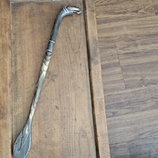 Carved Horn Elephant Head Shoehorn Vintage Handmade 21" Figurine Ornate Unique