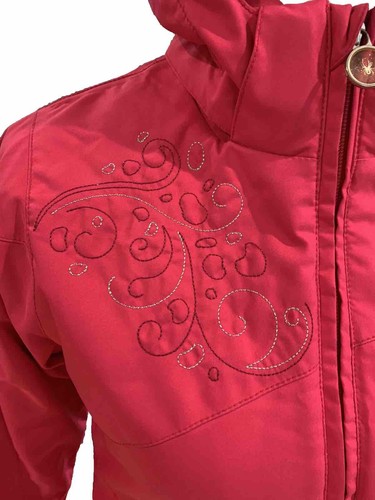 Spyder Girls Winter Ski Snow Insulated Full Zip Jacket SZ 12 Pink Removable Hood - Picture 2 of 16