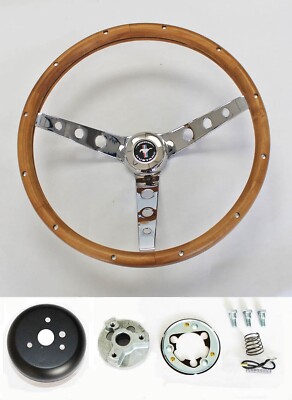 Volante De Madera Nogal Para Ford Mustang 1965-1969 | 15″ Con Kit De Instalación Y Bocina | Grant