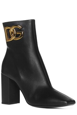 Dolce & Gabbana Nappa leather ankle boots with DG logo Calfskin ankle boots with DG logo in Black for Girls  main image 3
