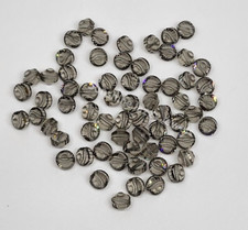 24pc Swarovski Crystal Black Diamond 5mm Tablet 5101 Beads; Silver Gray