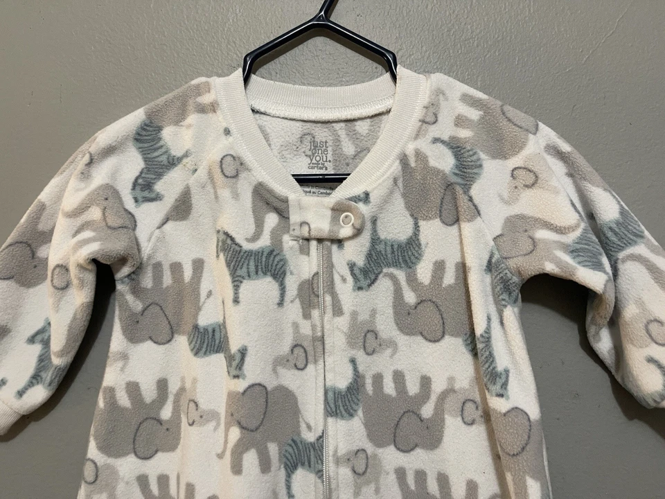 Carter's Bebé Niño Elefante y Cebra Acogedor Polar Manga Larga Saco de Dormir Blanco 3-6 M Foto 3 de 4