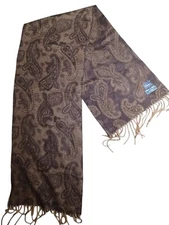 Cejon Italian Woven Acrylic Dark Brown /Light Brown Paisley Scarf One Size