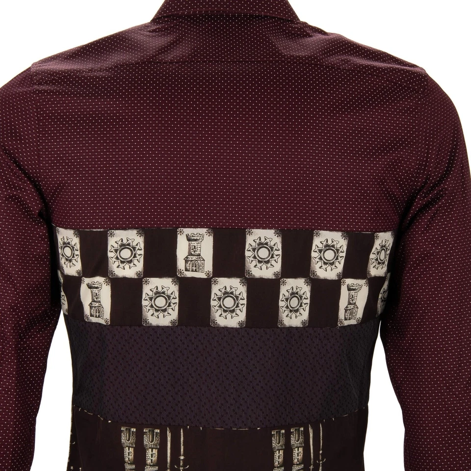 Camisa de algodón con estampado de lunares DOLCE & GABBANA Royal Armor DORADA Burdeos Foto 2 de 4