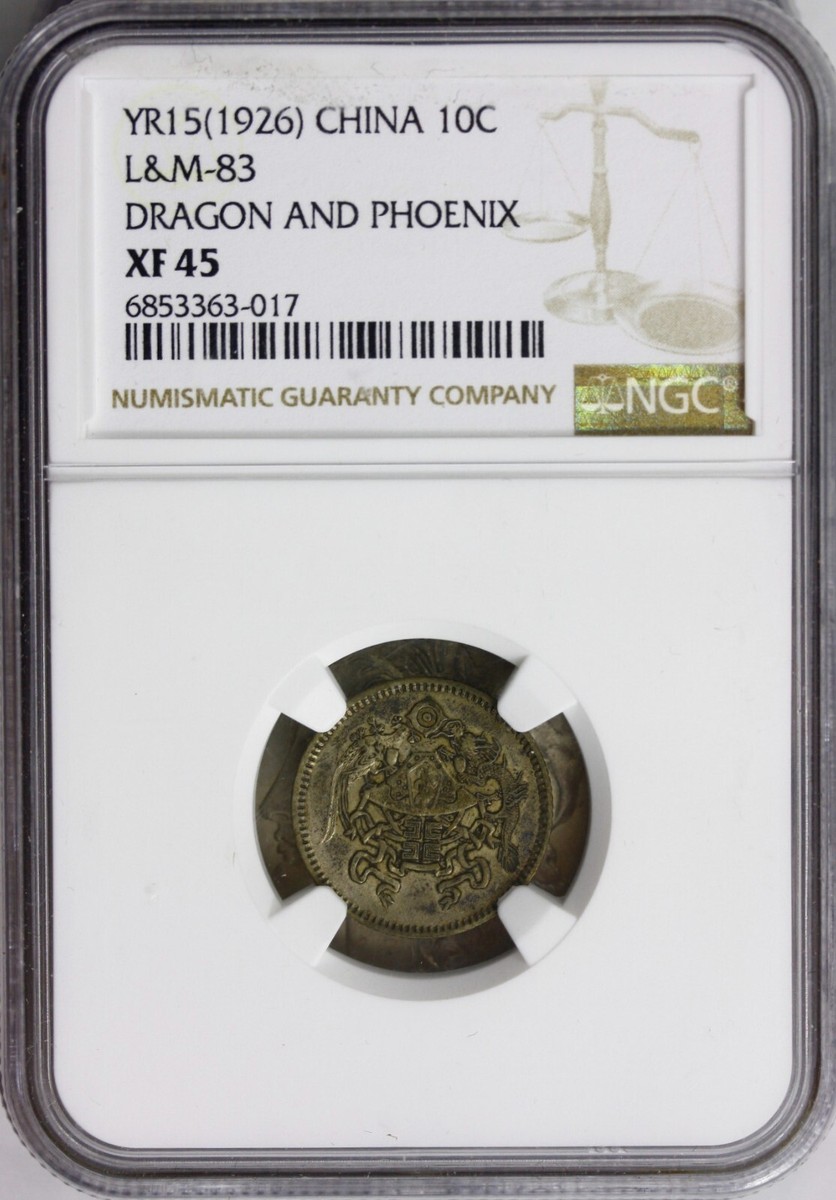 Year 15 (1926) China Republic 10 Cents, Dragon & Phoenix, LM-83