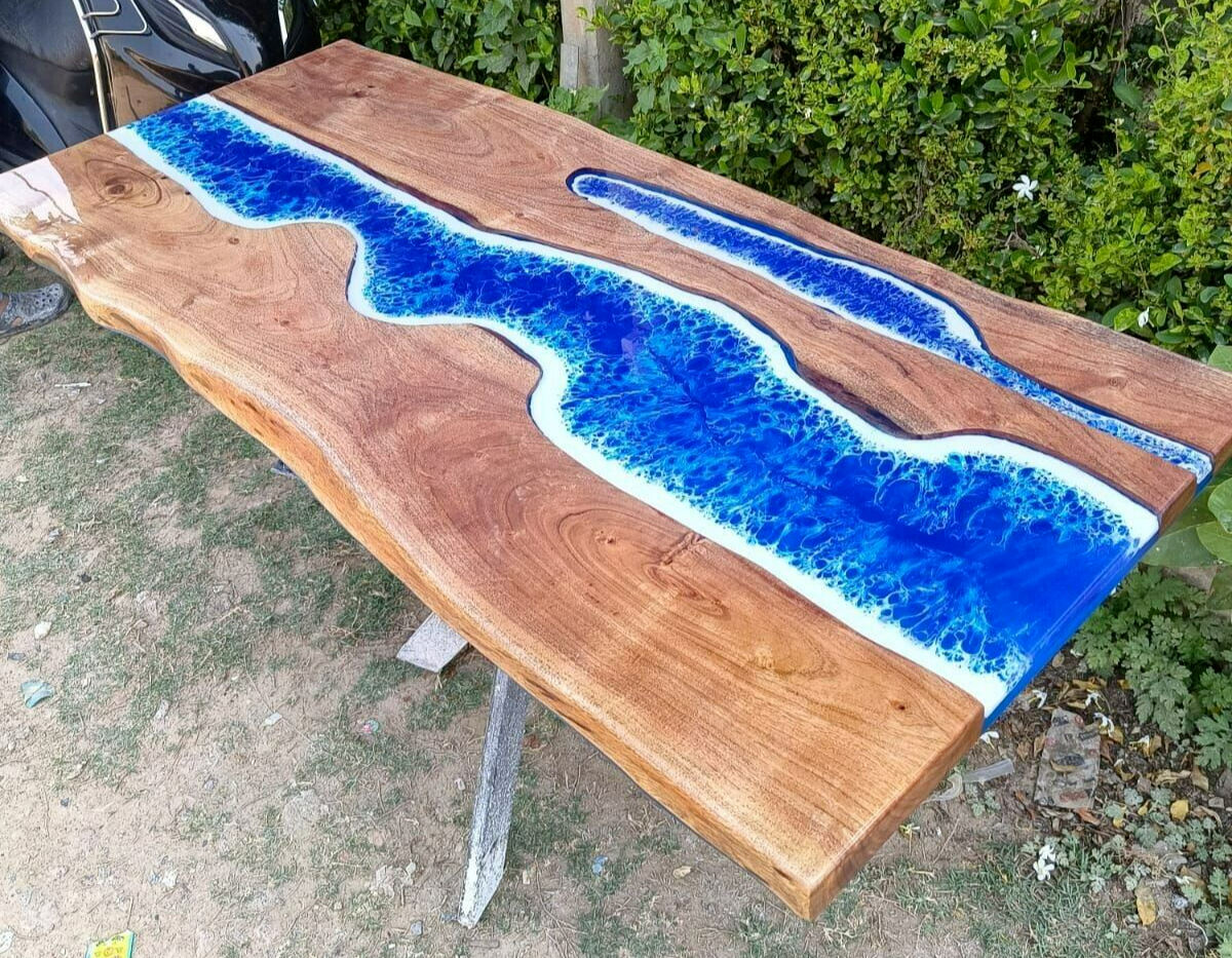 60x30 Epoxy Resin Wood Center Table Stunning Art Furniture