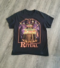 Steven Rhodes Shirt Men's Medium Black “the Morning Ritual” Coffee Spencers 