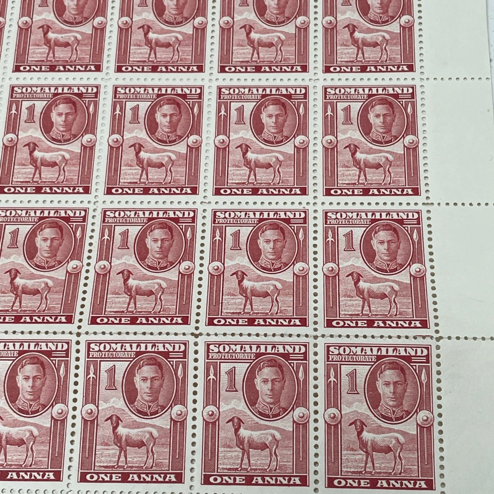 Somaliland Protectorate 1942 KGVI Stamps MNH Sheet - 120 Stamps  - Image 4 of 4