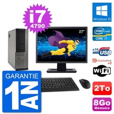 PC Dell 7020 SFF Ecran 27" Intel i7-4790 RAM 8Go Disque Dur 2To Windows 10 Wifi