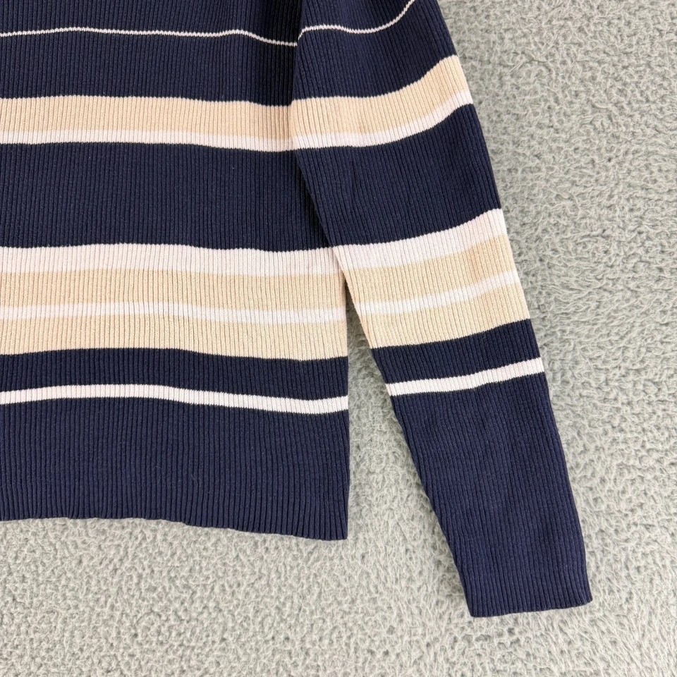 Top Marsh Landing para mujer grande azul a rayas manga larga 100 % algodón cuello en V informal Foto 3 de 4