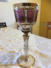 Kryształ ołowiowy Przechwytujący kieliszek Winorzymianie 24 karatowy złoty dekoracja ręcznie malowany Joska Waldgl.