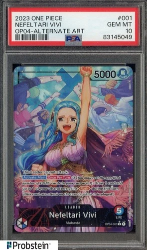 2023 One Piece OP04 Alternate Art #001 Nefeltari Vivi PSA 10 GEM MINT