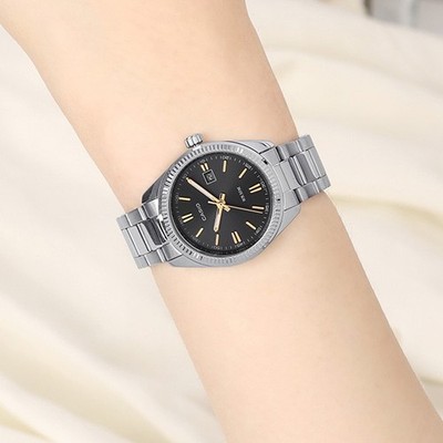 Casio LTP-1302D-1A2VDF Womens Watch Metal Band Silver Black Original New