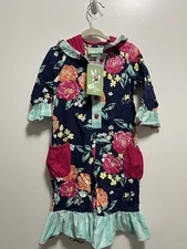 NWT Sage & Lilly Girls Hooded One Piece Colorful Outfit Floral Size 12 Months 
