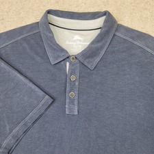 Tommy Bahama Polo Shirt Mens XL Blue Short Sleeve Lightweight Breathable
