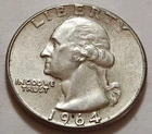 1964 Washington Quarter • 90% Silver • Strong Detail NMM   X49