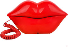 Corded Lip Phone, Novelty Landline Phone for Home/Office/Shops/Party Decor, Rea