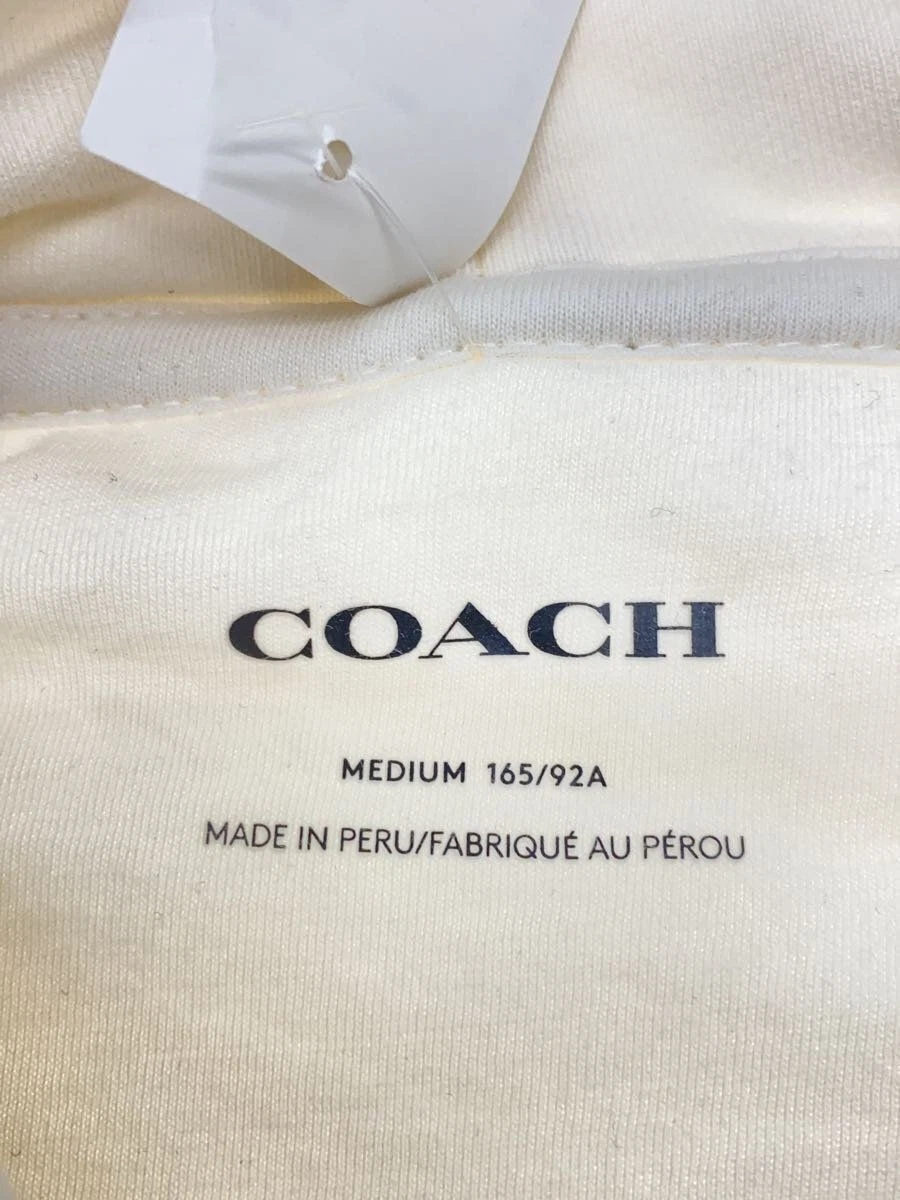 Coach Felpa con Cappuccio Firmata Quadrata M Cotone Stampa Bianca CR039 Usata