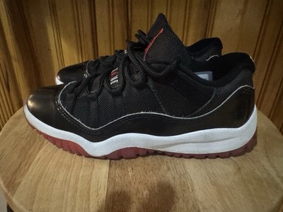 Nike Air Jordan Retro 11 XI Low '' Bred '' Size 2Y FV5116-006 Black Red Excellent