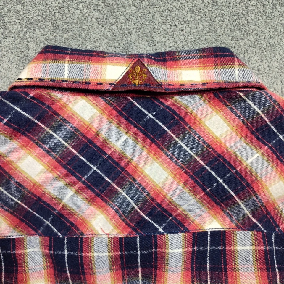 Camisa DaVinci Para Hombres M Franela a Cuadros Abotonada Verdadera De Colección Grunge Retro Informal Foto 3 de 4