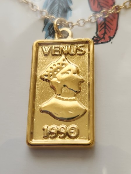 Alternate view of 18k Gold Plated Venus 1990 Rectangular Pendant Necklace 16-18