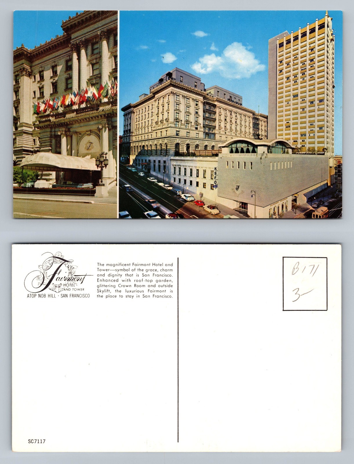 San Francisco, CA-California, Fairmont Hotel Tower View Card Vintage Postcard