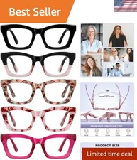 Trendy 5 Pack Women's Reading Glasses - Blue Light Protection with Spring Hinges