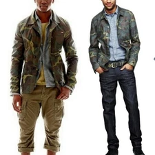 NWT WILLIAM RAST WAXED COTTON CAMO LIGHTWEIGHT BLAZER JACKET MENS MEDIUM ARMY LS