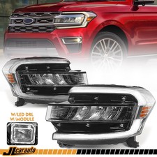 Full Led Headlight For Ford Expedition 2022-2024 W Led Drl Chrome Trim