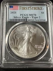 2021 Silver Eagle - PCGS MS70 / First Strike / Type 2 / Flag Label