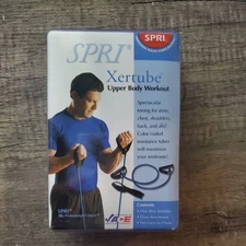 SPRI Xertube Resistance Bands Exercise Cords w/Door Attachment Blue Heavy NEW