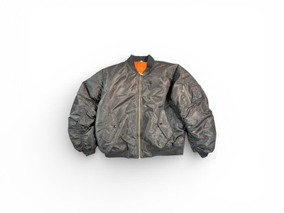 C.O.R.P. INC Jacket Mens Large Black MA-1 Bomber Flight Reversible Orange Nylon