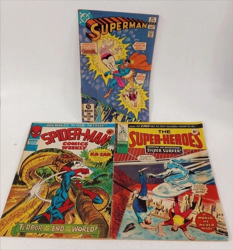 Vintage Comic Book Bundle Superman Spider-Man Silver Surfer 1970s